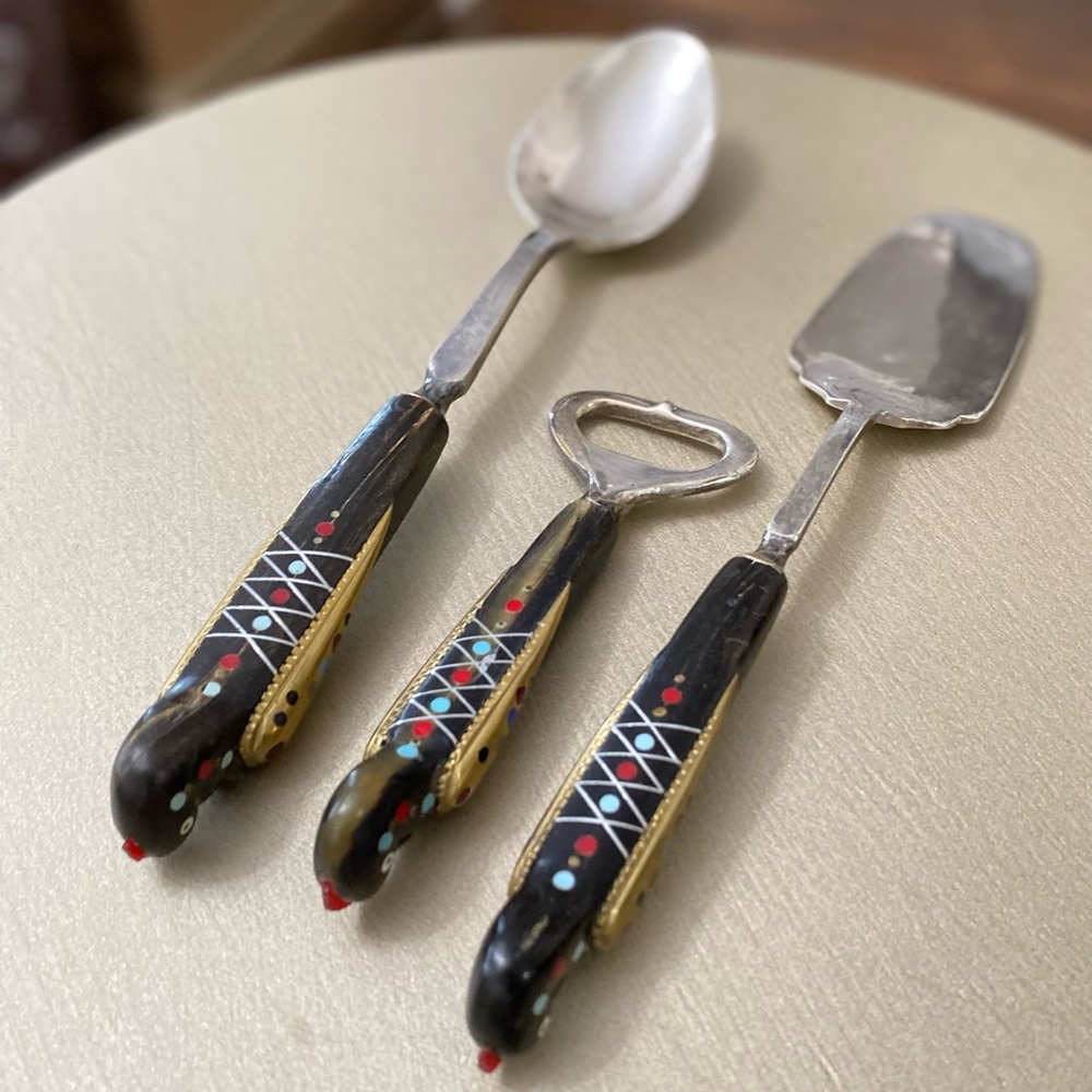 Vintage S & A Haddad Phoenix Stainless Flatware Lebanon 3-Piece Serving Set